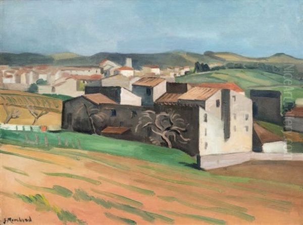 Paysage De La Colle Sur Loup (alpes-maritimes) Oil Painting by Jean Hippolyte Marchand