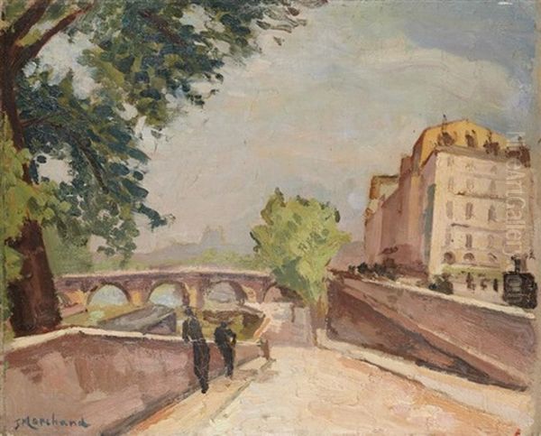 Quai De Montebello Oil Painting by Jean Hippolyte Marchand