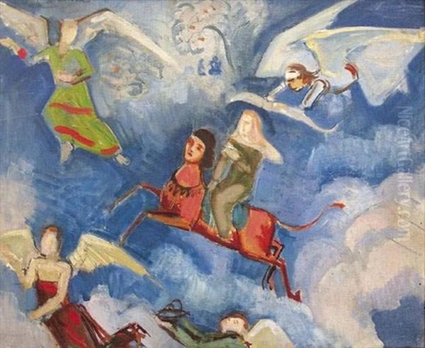 Apocalypse Ou Hommage A Chagall Oil Painting by Jean Hippolyte Marchand