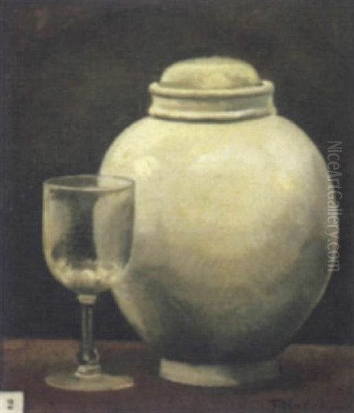 Un Vase Chinois Et Un Verte Oil Painting by Jean Hippolyte Marchand