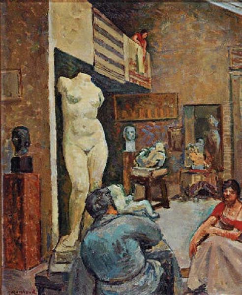 Les Jannoit Dans L'atelier Oil Painting by Jean Hippolyte Marchand