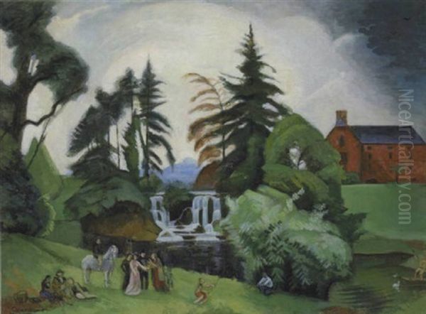 Der Wasserfall Oil Painting by Jean Hippolyte Marchand