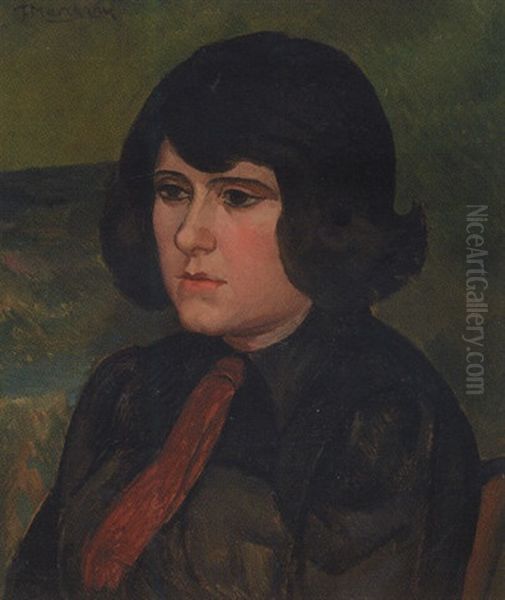 Portrait De Femme Oil Painting by Jean Hippolyte Marchand