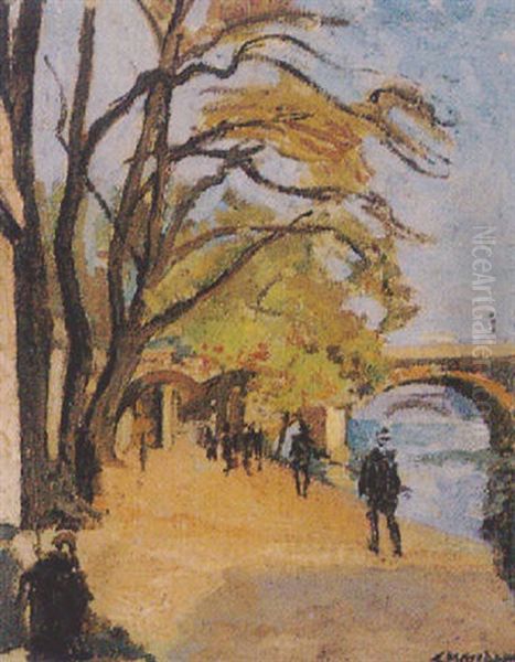 Au Bord De La Seine Oil Painting by Jean Hippolyte Marchand