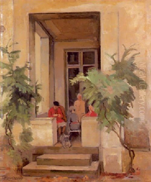 Dans La Porche Oil Painting by Jean Hippolyte Marchand