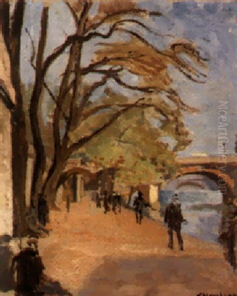 Au Bord De La Seine Oil Painting by Jean Hippolyte Marchand