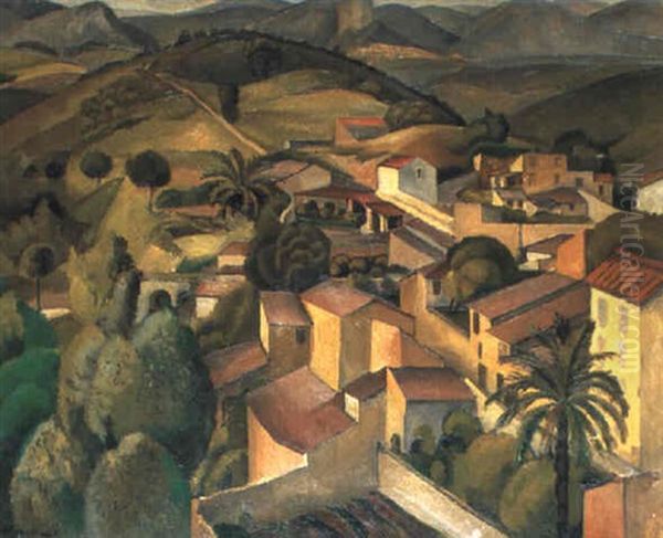 Paysage, Toits Du Village Oil Painting by Jean Hippolyte Marchand