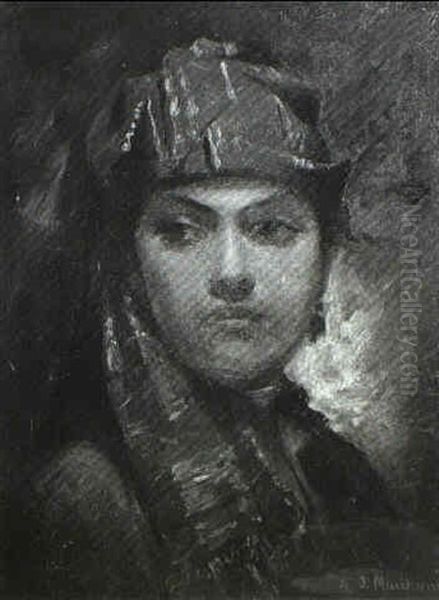 Portrait Of A Middle Eastern Lady Oil Painting by Jean Hippolyte Marchand