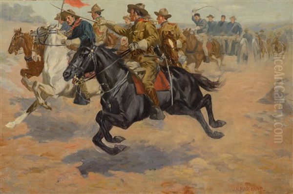 Rough Riders Cavalry Oil Painting by John (Norval) Marchand