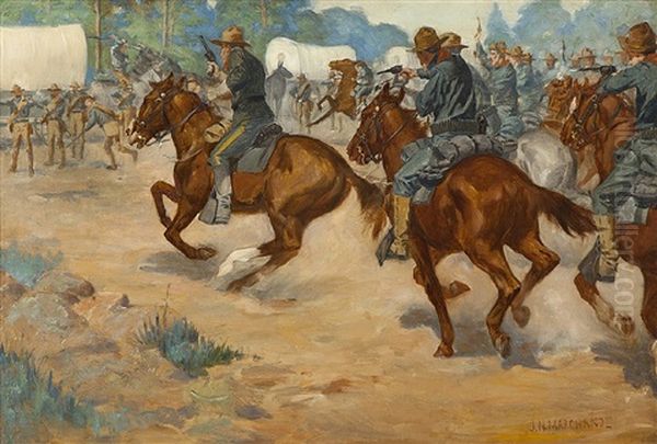 Cavalry Charge Oil Painting by John (Norval) Marchand