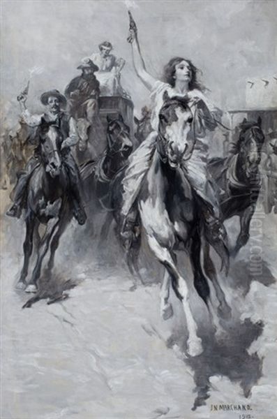 Riders In The West Oil Painting by John (Norval) Marchand