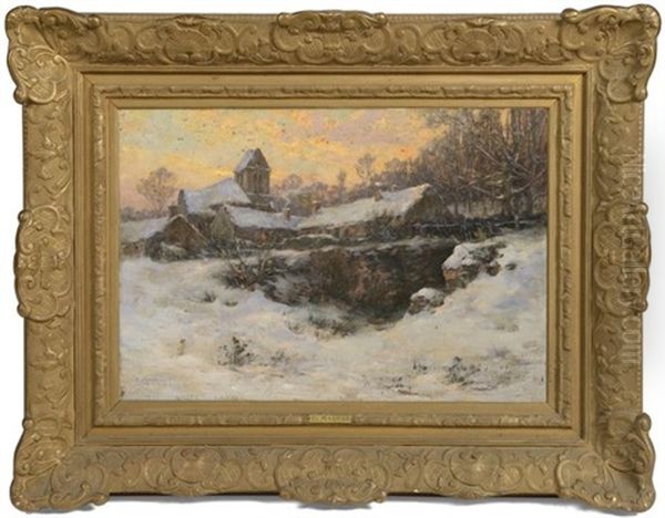 Hameau Sous La Neige Oil Painting by Ernest Gaston Marche