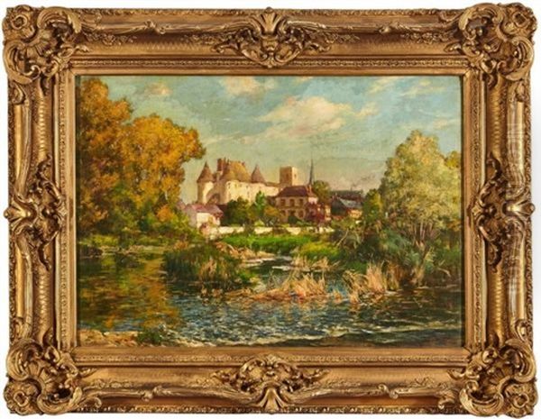 Chateau En Bord De Riviere Oil Painting by Ernest Gaston Marche