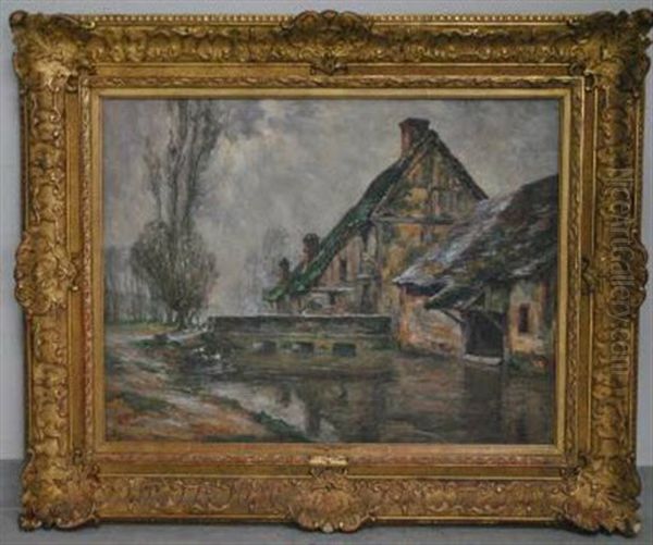 Le Moulin Pres De Nemours Oil Painting by Ernest Gaston Marche