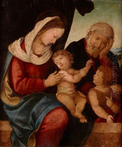 Heilige Familie Mit Dem Johannesknaben Oil Painting by Girolamo Marchesi da Cotignola