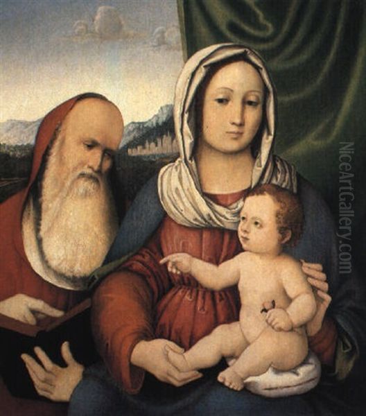 Madonna Col Bambino E San Gerolamo Oil Painting by Girolamo Marchesi da Cotignola