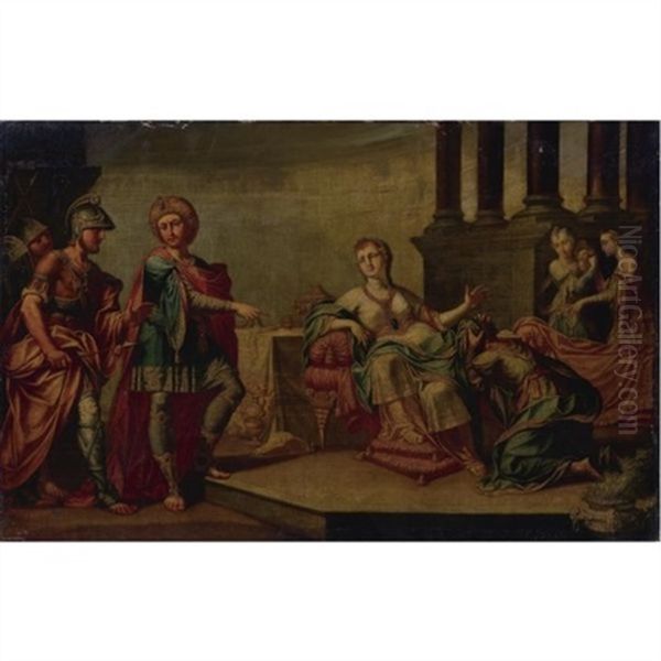 Ahasuerus Ordering The Arrest Of Haman, Who Pleads Before Esther Oil Painting by Giuseppe Marchesi