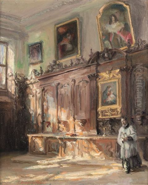 Interno Della Chiesa Di San Domenico A Palermo Oil Painting by Salvatore Marchesi