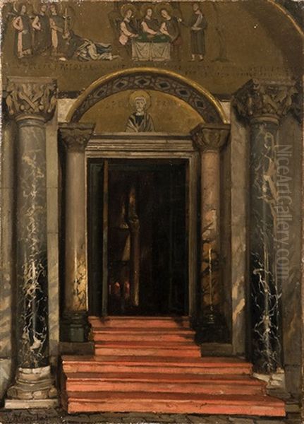 Il Portale Dell'antica Chiesa Oil Painting by Salvatore Marchesi