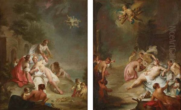 Scena Mitologica (2 Works) Oil Painting by Alessandro Marchesini