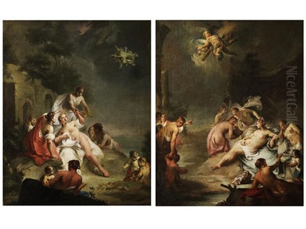 Flora Oder Die Allegorie Des Fruhlings (+ Ceres Oder Die Allegorie Des Sommers; Pair) Oil Painting by Alessandro Marchesini