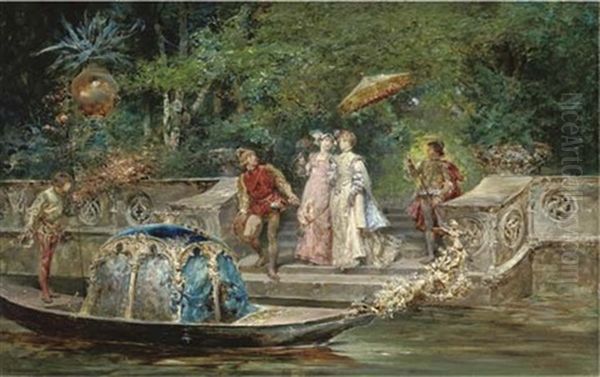 The Royal Gondola Oil Painting by Ludovico Marchetti