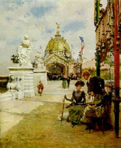 At The Exposition Universelle Oil Painting by Ludovico Marchetti