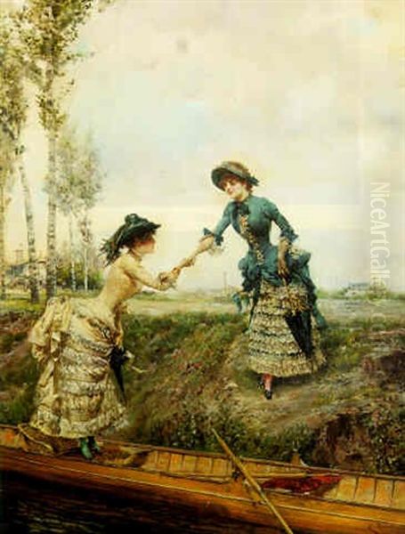 A Helping Hand Oil Painting by Ludovico Marchetti