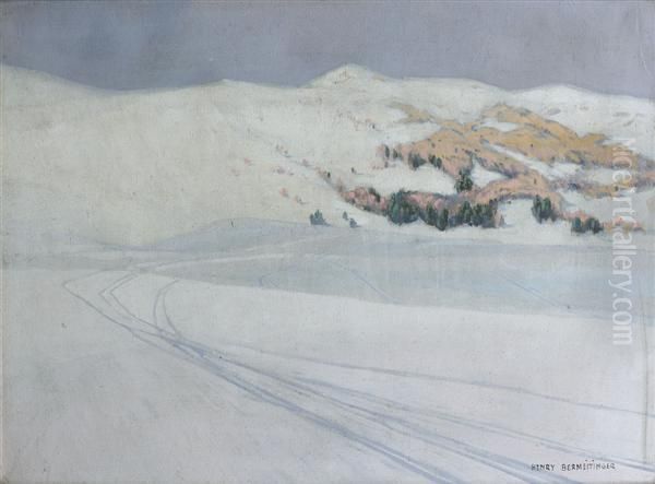 Traces De Ski Dans La Neige Oil Painting by Henry Bermeitinger