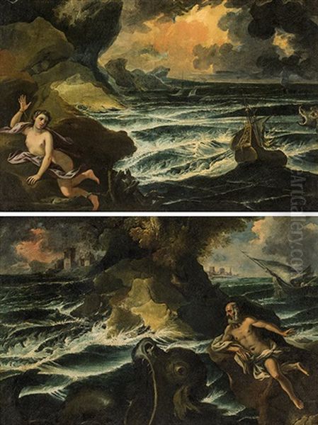 Ariadne On Naxos & Jonah And The Whale (counterparts) Oil Painting by Alessio De Marchis