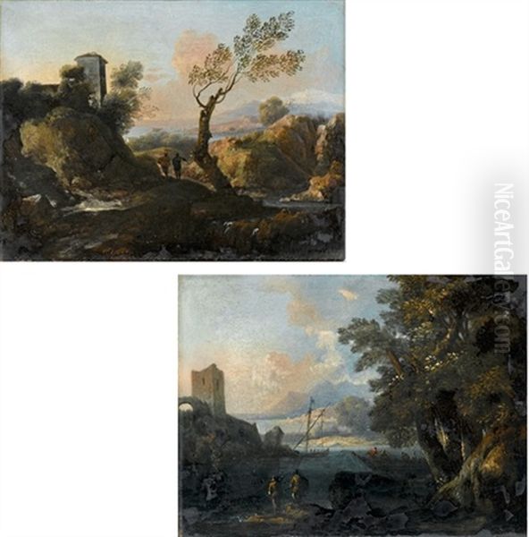 Paesaggio (+ Marina; 2 Works) Oil Painting by Alessio De Marchis