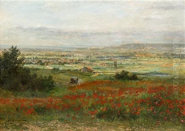 Landscape With Poppies Oil Painting by Pinckney Marcius-Simons