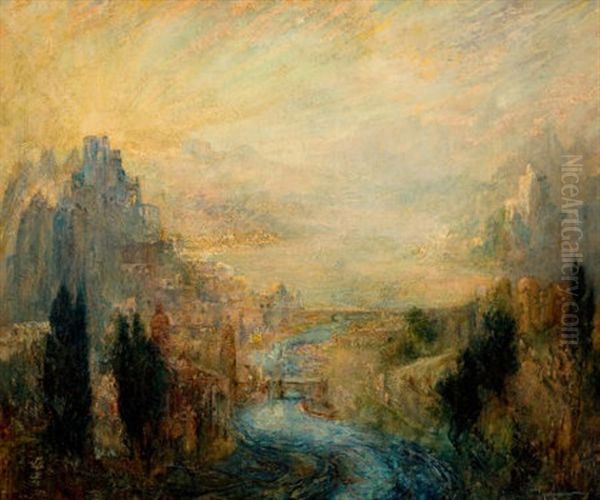 Symbolist Landscape Oil Painting by Pinckney Marcius-Simons