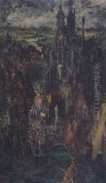 Blick Auf Eine Prozession Vor Einer Kathedrale Oil Painting by Pinckney Marcius-Simons