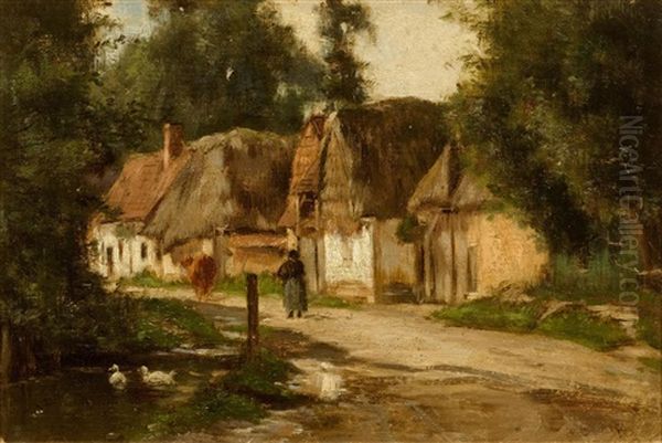 Before The Farmstead Oil Painting by Emile van Marcke de Lummen