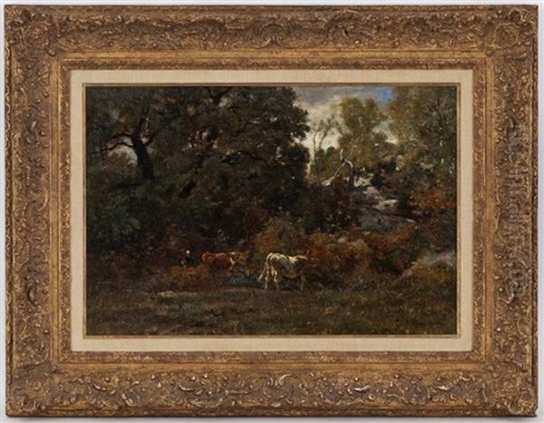 Vaches Et Fermiere Dans Un Paysage Oil Painting by Emile van Marcke de Lummen