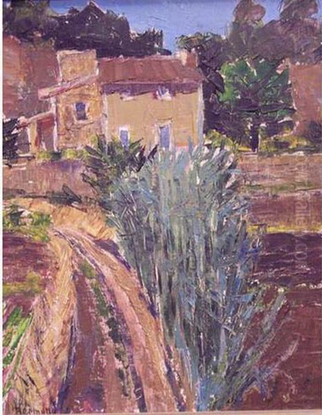 Vue De Village Mediterraneen Oil Painting by Marie Bermond