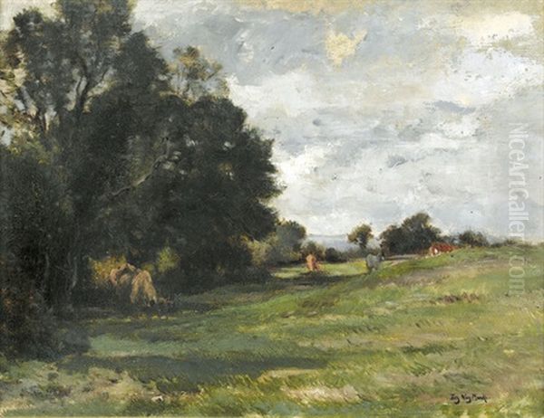 Landschaft Mit Weidenden Kuhen Oil Painting by Emile van Marcke de Lummen