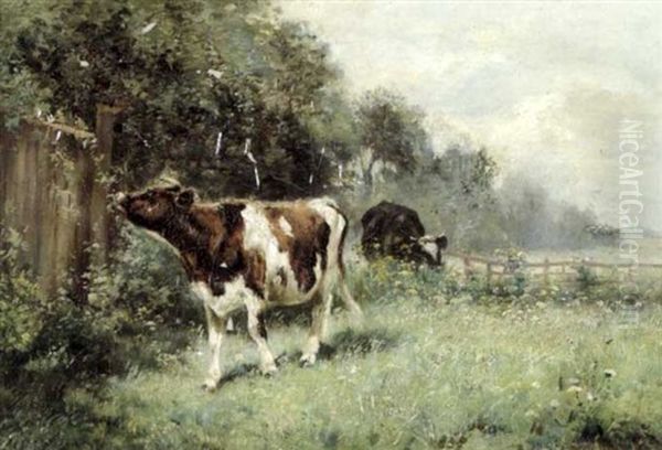 Vaches Au Pre Oil Painting by Emile van Marcke de Lummen