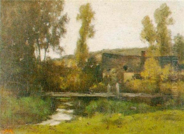 Flusslandschaft Oil Painting by Emile van Marcke de Lummen