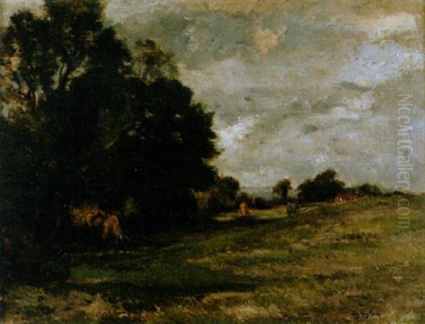 Abendliche Landschaft Oil Painting by Emile van Marcke de Lummen