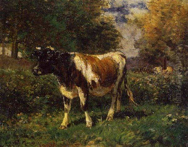 Vache Au Pre Oil Painting by Emile van Marcke de Lummen