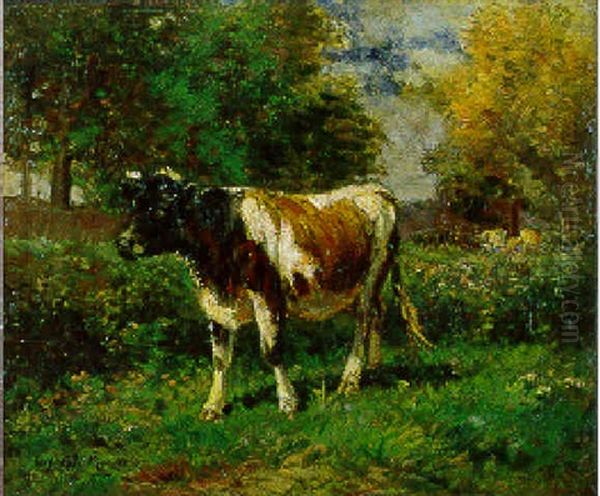 Vache Au Pre Oil Painting by Emile van Marcke de Lummen