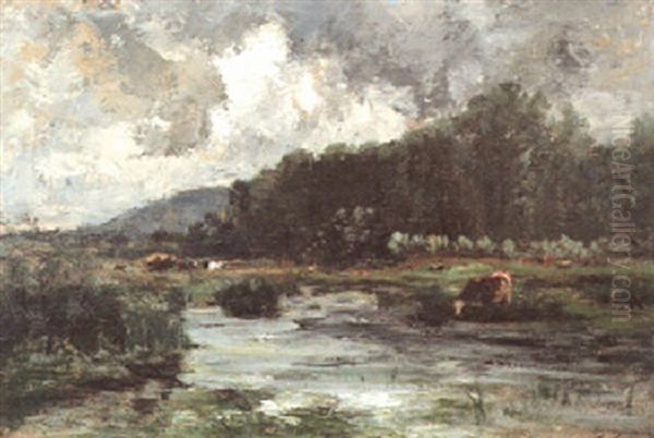 Landschaft Mit Aufziehendem Gewitter Oil Painting by Emile van Marcke de Lummen