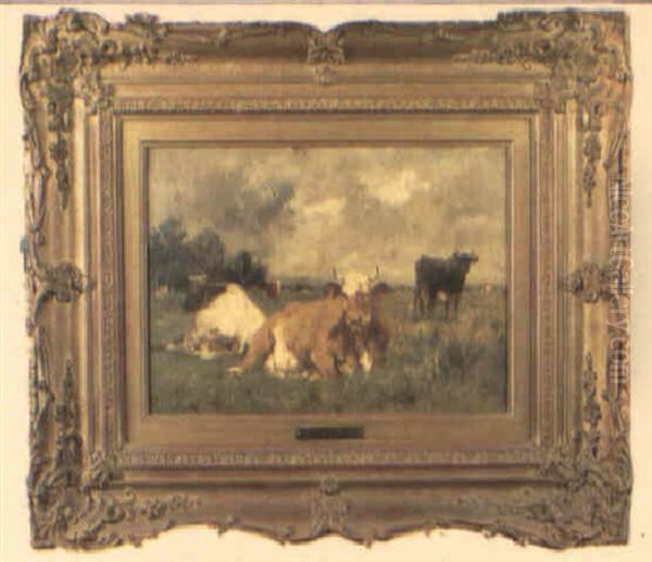 Vacas Oil Painting by Emile van Marcke de Lummen