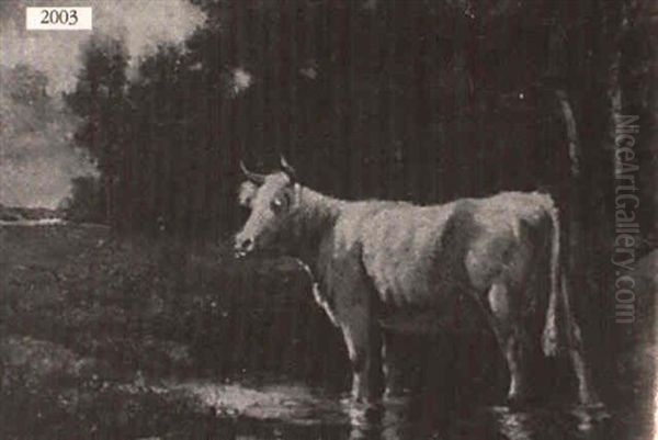 Landscape With Cow by Emile van Marcke de Lummen