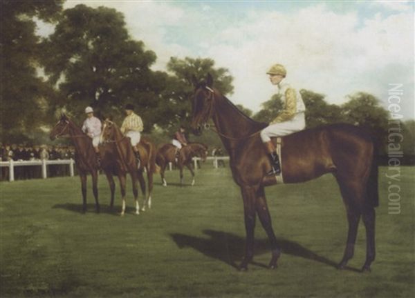 Courses A Newmarket Oil Painting by Jean Van Marcke De Lummen