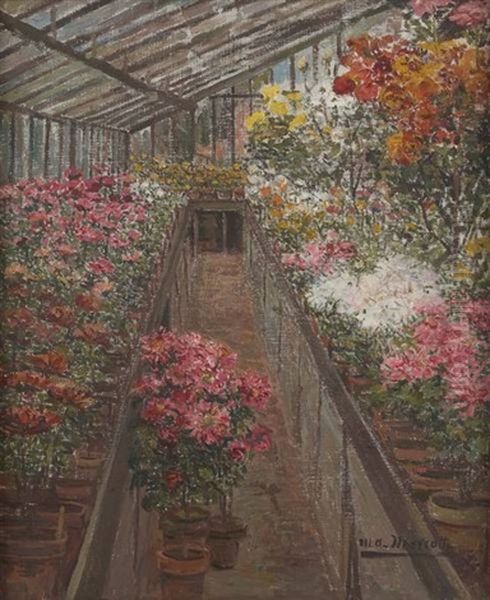 La Serre Aux Fleurs Oil Painting by Marie Antoinette Marcotte