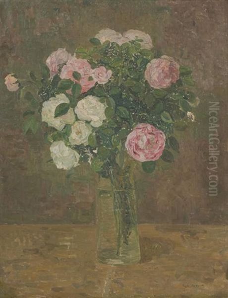 Vase Fleuri De Roses Oil Painting by Marie Antoinette Marcotte