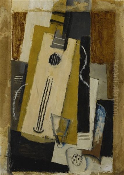 La Guitare Et L'as De Trefle Oil Painting by Louis Marcoussis